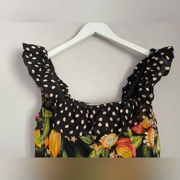 Women’s Farm Rio Cocoa Paradise Mini Polka Dot Fruit Dress Small scarf print - Picture 4 of 9